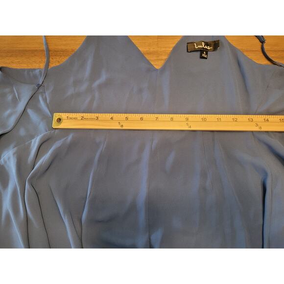 Lulus Manhattan Moment Blue Ruffle Midi Wrap Dress Women’s S High Low GUC - Picture 9 of 11